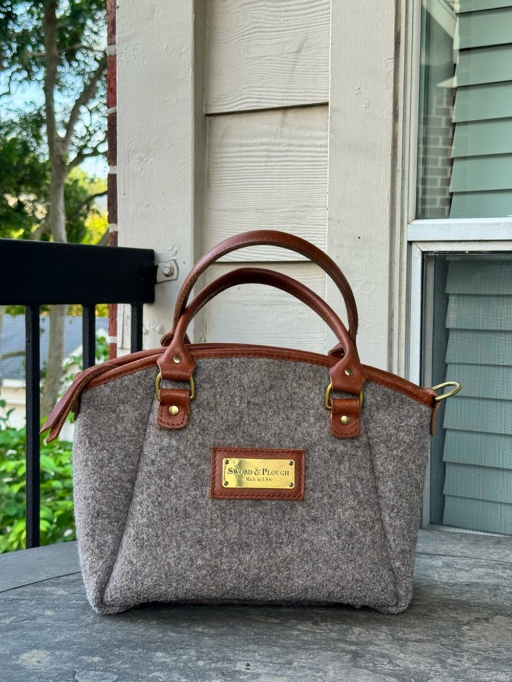Sword & Plough Minimalist Wool & Leather Satchel - Made in USA